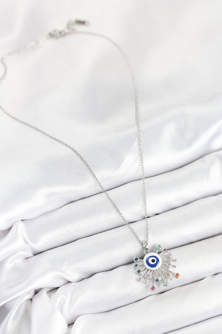 316l Steel Zircon Stone Evil Eye Model Silver Color Women Necklace