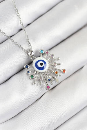 316l Steel Zircon Stone Evil Eye Model Silver Color Women Necklace - Brand: Ebijuteri - Women & Kids, Baby Clothes Wholesale - Globality Store
