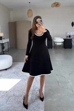 Black Elegant A-Line Dress With Long Sleeves - Brand: Janes - Women & Kids, Baby Clothes Wholesale - Globality Store