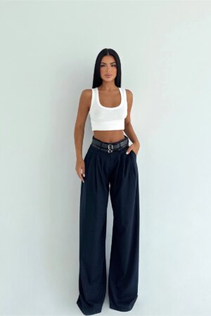 Black Palazzo Pants With Wide Leg And High Waist - Brand: EYYO ATELIER - Women & Kids, Baby Clothes Wholesale - Globality Store