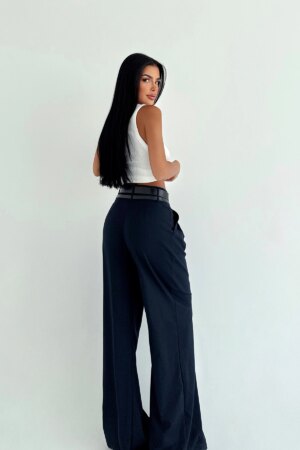 Black Palazzo Pants With Wide Leg And High Waist - Brand: EYYO ATELIER - Women & Kids, Baby Clothes Wholesale - Globality Store
