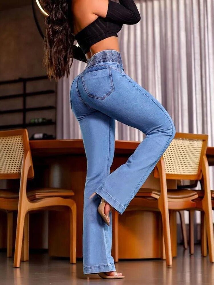 Mom Pants High Waist Long Flare Leg