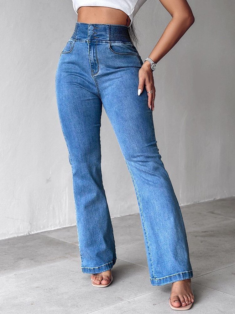 Mom Pants High Waist Long Flare Leg