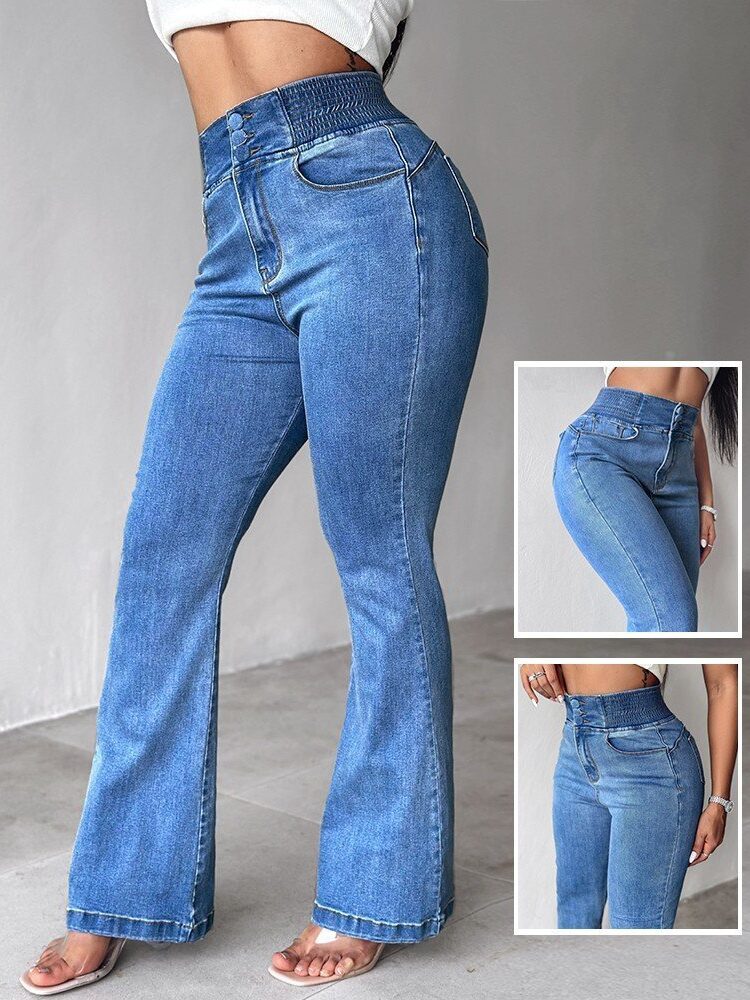 Mom Pants High Waist Long Flare Leg
