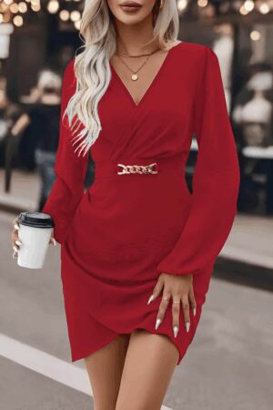 Red Sexy Elegant Formal Glam Wrap Mini Dress - Brand: Janes - Women & Kids, Baby Clothes Wholesale - Globality Store