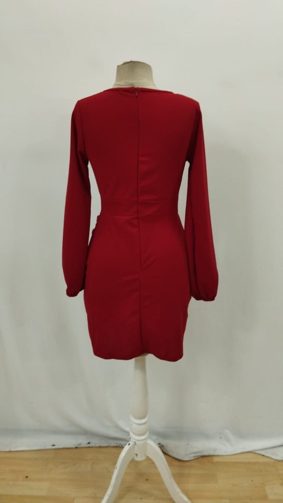 Red Sexy Elegant Formal Glam Wrap Mini Dress
