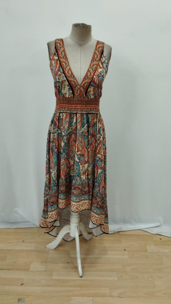 Mix Color Fit And Flare Boho Dress