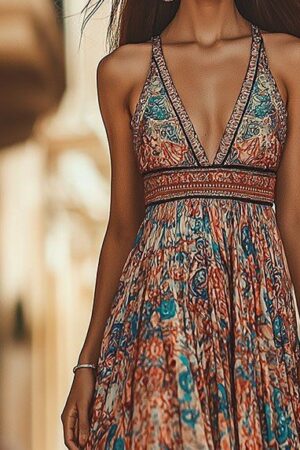 Mix Color Fit And Flare Boho Dress - Brand: Janes - Women & Kids, Baby Clothes Wholesale - Globality Store