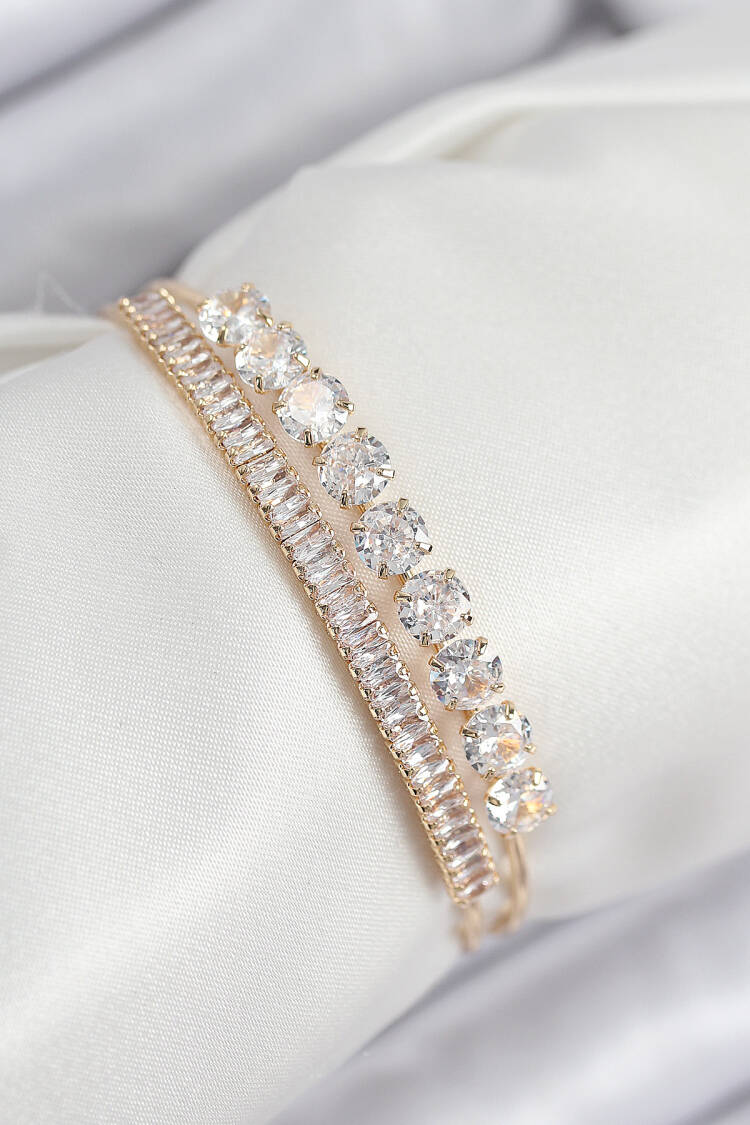 Brass Zircon Stone Waterway Model Gold Color Women's Bracelet - Brand: Ebijuteri - Women & Kids, Baby Clothes Wholesale - Globality Store