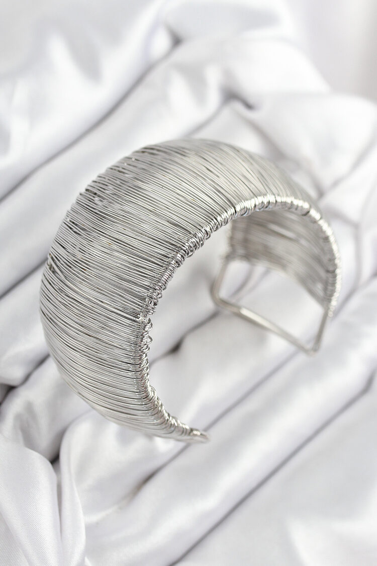 Brass Wire Wrap Pattern Silver Color Women Bracelet - Brand: Ebijuteri - Women & Kids, Baby Clothes Wholesale - Globality Store