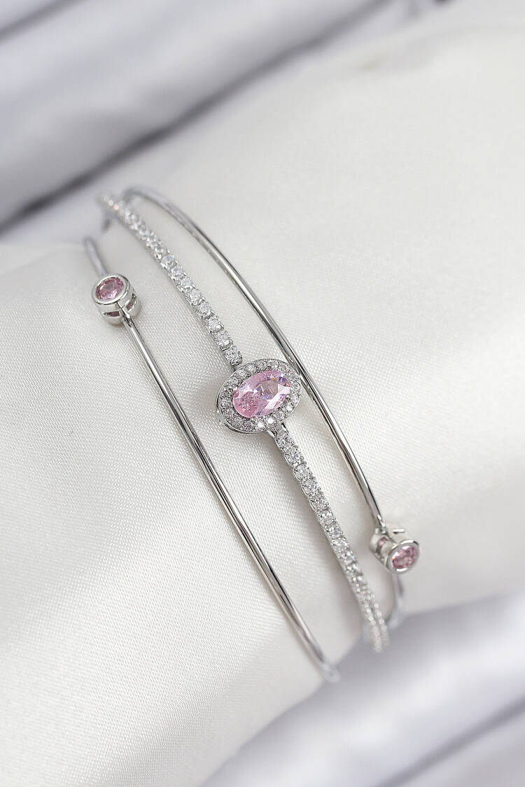 Brass Zircon Stone Baguette Model Silver Color Women's Bracelet - Brand: Ebijuteri - Women & Kids, Baby Clothes Wholesale - Globality Store