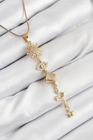 316l Steel Zircon Stone Sun And Moon Energy Model Gold Color Women Necklace - Brand: Ebijuteri - Women & Kids, Baby Clothes Wholesale - Globality Store