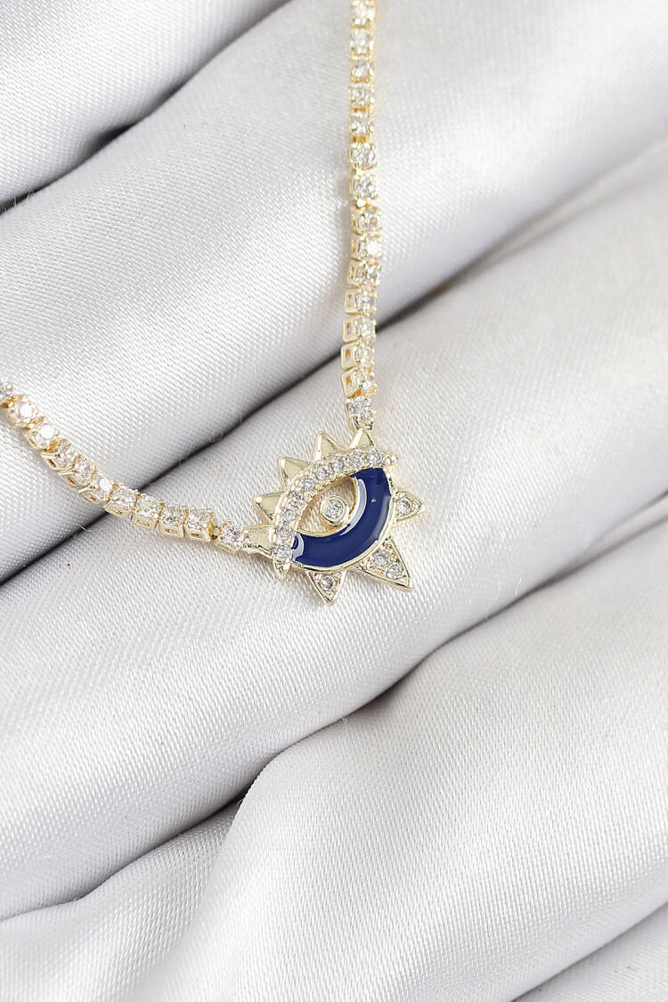 Brass Zircon Stone Waterway Eye Model Gold Color Women Necklace - Brand: Ebijuteri - Women & Kids, Baby Clothes Wholesale - Globality Store