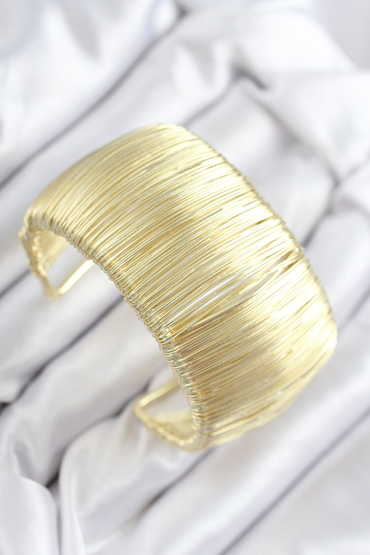 Brass Wire Wrap Pattern Gold Color Women Bracelet
