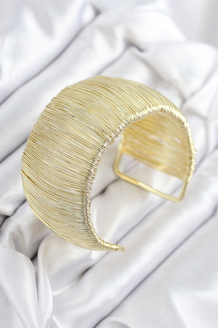 Brass Wire Wrap Pattern Gold Color Women Bracelet - Brand: Ebijuteri - Women & Kids, Baby Clothes Wholesale - Globality Store