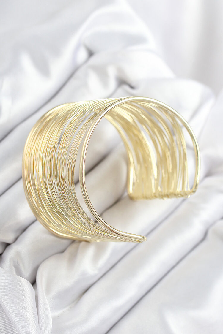 Brass Wire Wrap Pattern Gold Color Women Bracelet