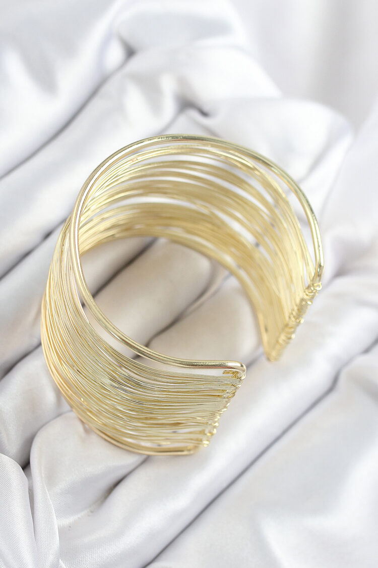 Brass Wire Wrap Pattern Gold Color Women Bracelet