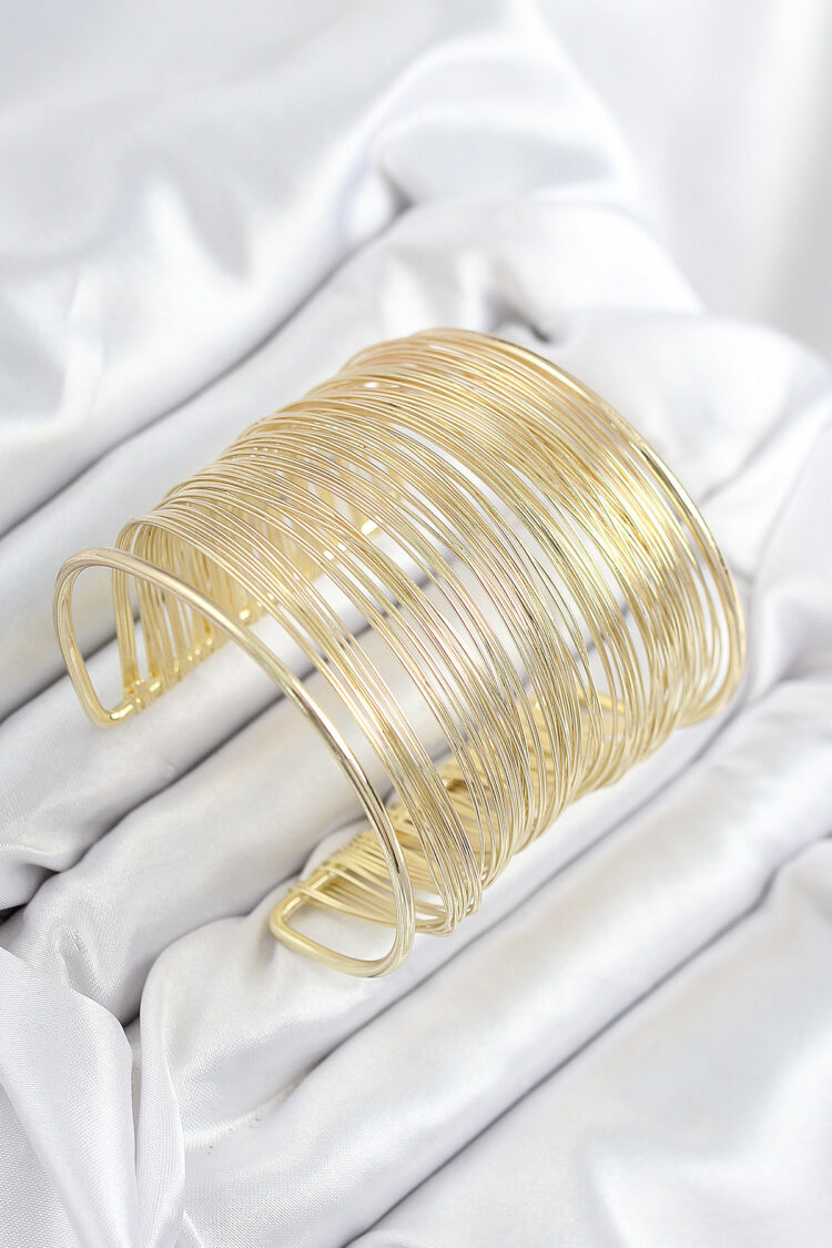 Brass Wire Wrap Pattern Gold Color Women Bracelet - Brand: Ebijuteri - Women & Kids, Baby Clothes Wholesale - Globality Store