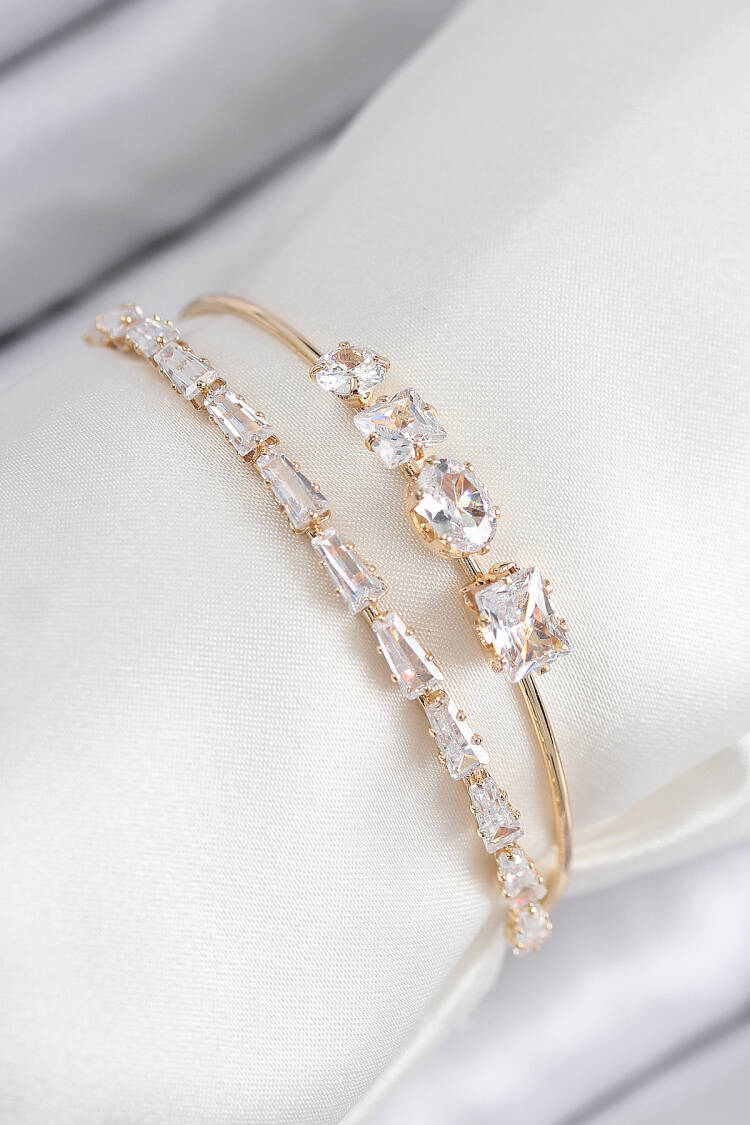 Brass Zircon Stone Waterway Model Gold Color Women's Bracelet - Brand: Ebijuteri - Women & Kids, Baby Clothes Wholesale - Globality Store