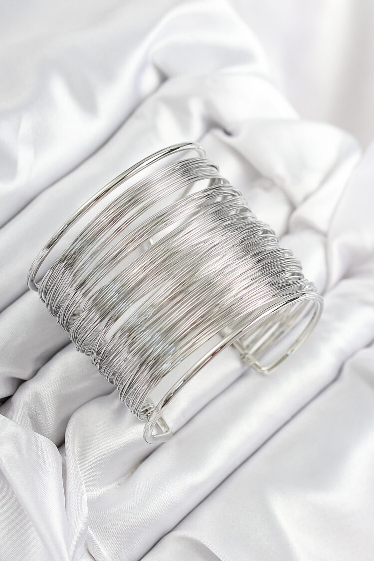 Brass Wire Wrap Pattern Silver Color Women Bracelet - Brand: Ebijuteri - Women & Kids, Baby Clothes Wholesale - Globality Store