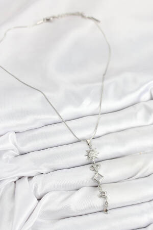 316l Steel Zircon Stone Sun And Moon Energy Model Silver Color Women Necklace - Brand: Ebijuteri - Women & Kids, Baby Clothes Wholesale - Globality Store