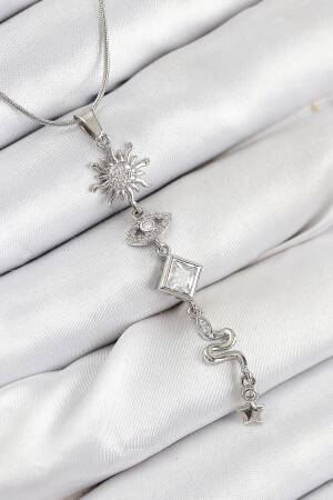 316l Steel Zircon Stone Sun And Moon Energy Model Silver Color Women Necklace - Brand: Ebijuteri - Women & Kids, Baby Clothes Wholesale - Globality Store