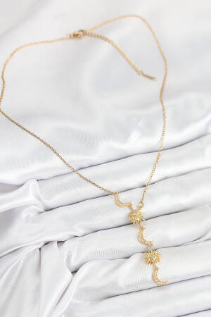 316l Steel Zircon Stone Sun And Moon Model Gold Color Women Necklace - Brand: Ebijuteri - Women & Kids, Baby Clothes Wholesale - Globality Store