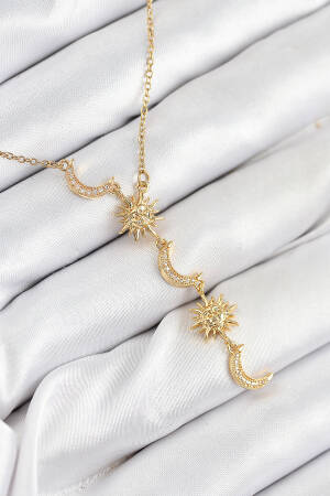 316l Steel Zircon Stone Sun And Moon Model Gold Color Women Necklace - Brand: Ebijuteri - Women & Kids, Baby Clothes Wholesale - Globality Store