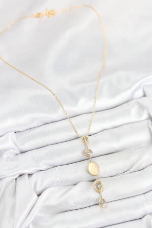 Brass Chain Yellow Gold Color Zircon Stone Y Necklace - Brand: Ebijuteri - Women & Kids, Baby Clothes Wholesale - Globality Store