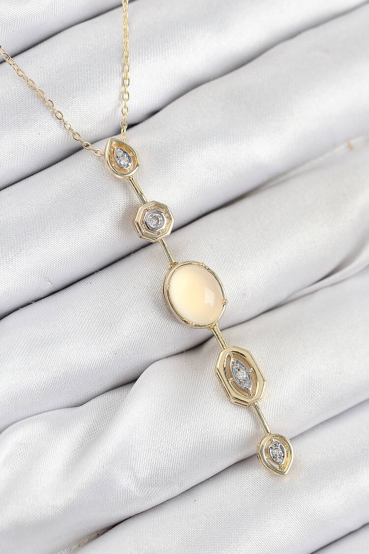 Brass Chain Yellow Gold Color Zircon Stone Y Necklace - Brand: Ebijuteri - Women & Kids, Baby Clothes Wholesale - Globality Store