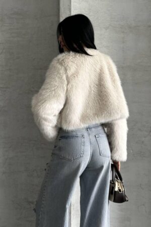 Elegant Beige Fur Jacket - Brand: My Jest Fashion - Women & Kids, Baby Clothes Wholesale - Globality Store