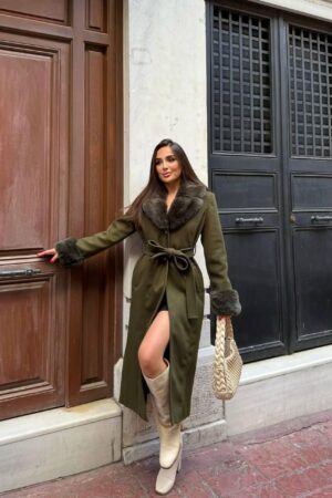 Green Elegant Single-Breasted Coat With Notched Collar - Brand: My Jest Fashion - Women & Kids, Baby Clothes Wholesale - Globality Store