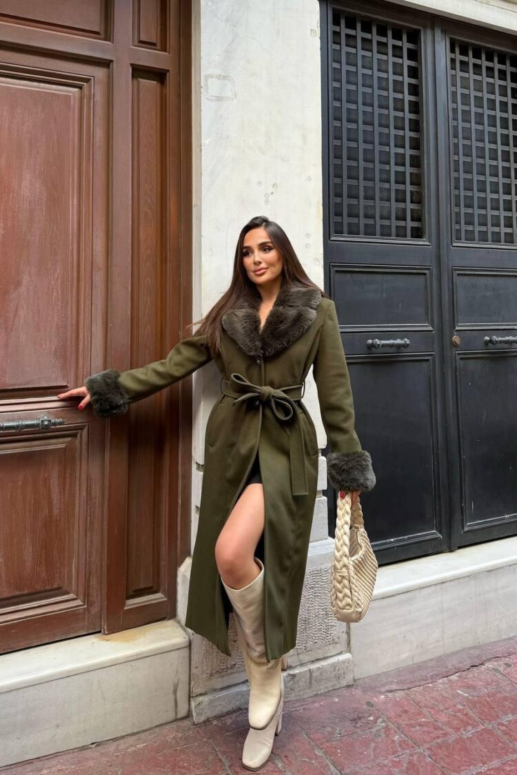 Green Elegant Single-Breasted Coat With Notched Collar - Brand: My Jest Fashion - Women & Kids, Baby Clothes Wholesale - Globality Store