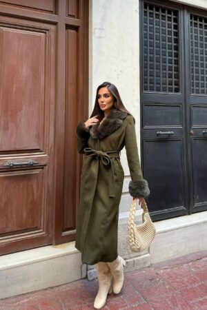 Green Elegant Single-Breasted Coat With Notched Collar - Brand: My Jest Fashion - Women & Kids, Baby Clothes Wholesale - Globality Store