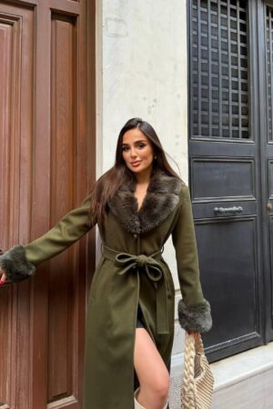 Green Elegant Single-Breasted Coat With Notched Collar - Brand: My Jest Fashion - Women & Kids, Baby Clothes Wholesale - Globality Store
