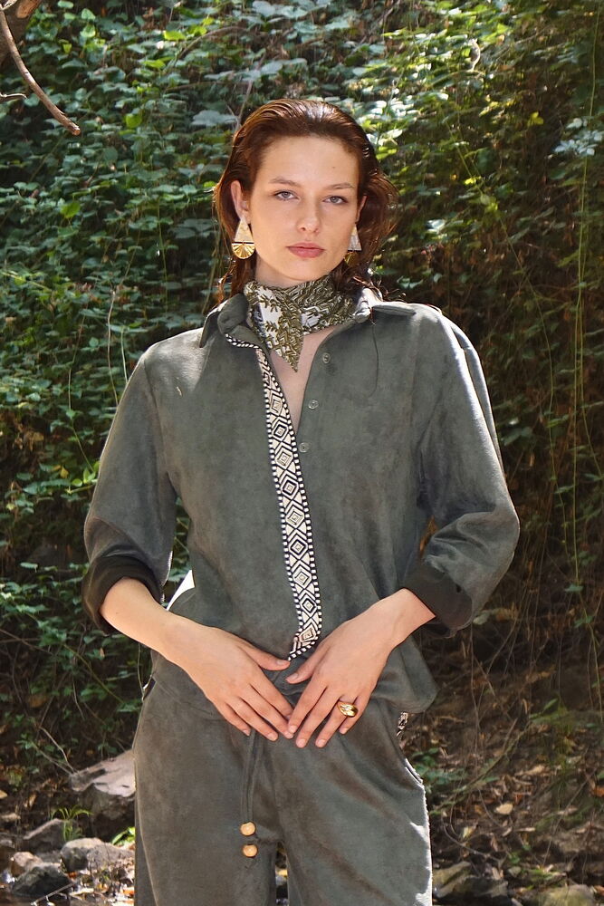 Grey Casual Boho Ethnic Elegant Shirt