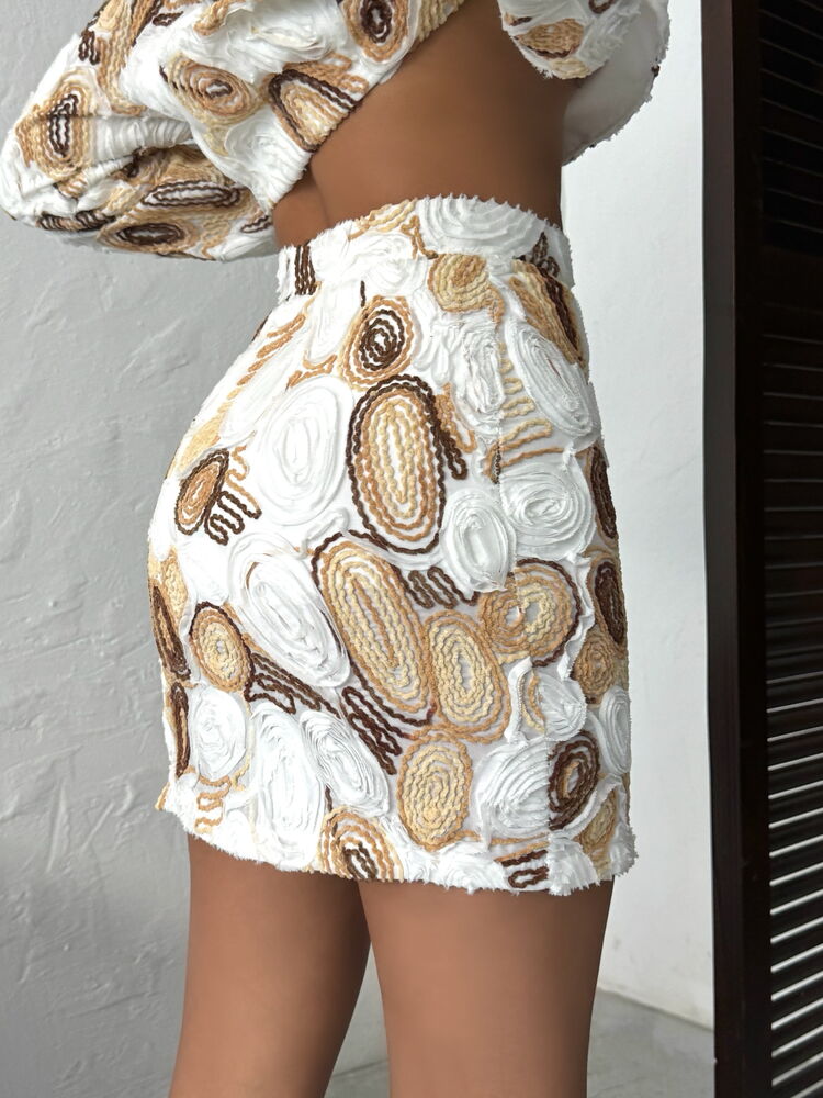 Beige Elegant A-Line Mini Skirt