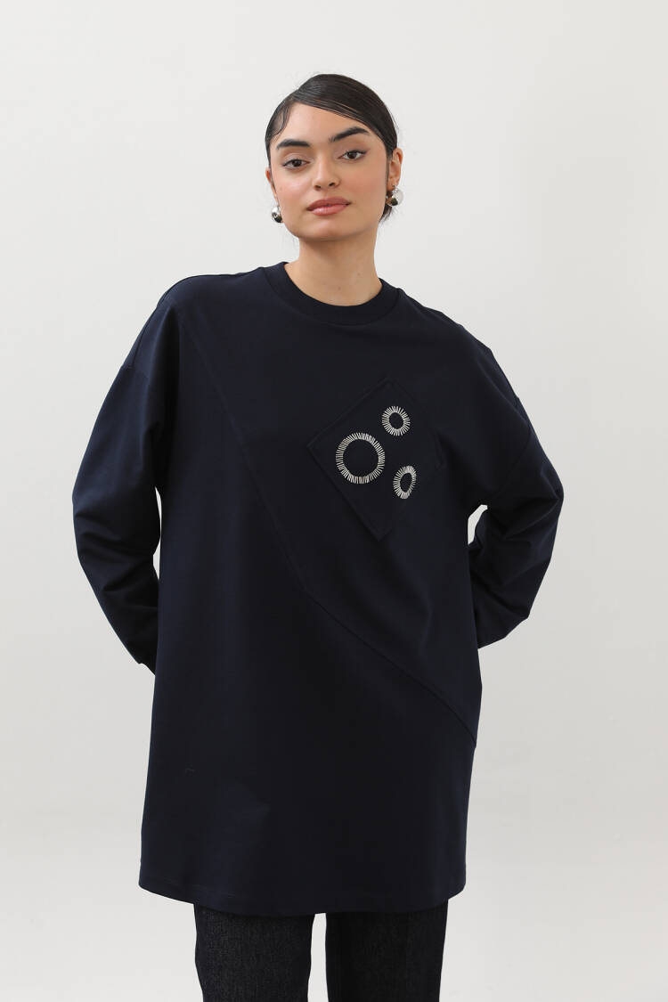 Navy Blue Oversized Fit Casual Tunic - Brand: Puane - Women & Kids, Baby Clothes Wholesale - Globality Store