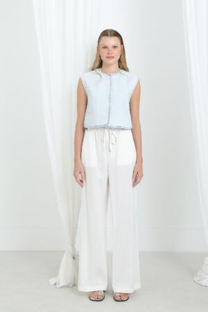 White Palazzo Pants With Drawstring And Wide Leg - Brand: SOUL - Women & Kids, Baby Clothes Wholesale - Globality Store