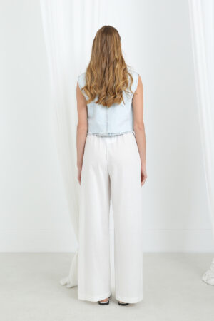 White Palazzo Pants With Drawstring And Wide Leg - Brand: SOUL - Women & Kids, Baby Clothes Wholesale - Globality Store
