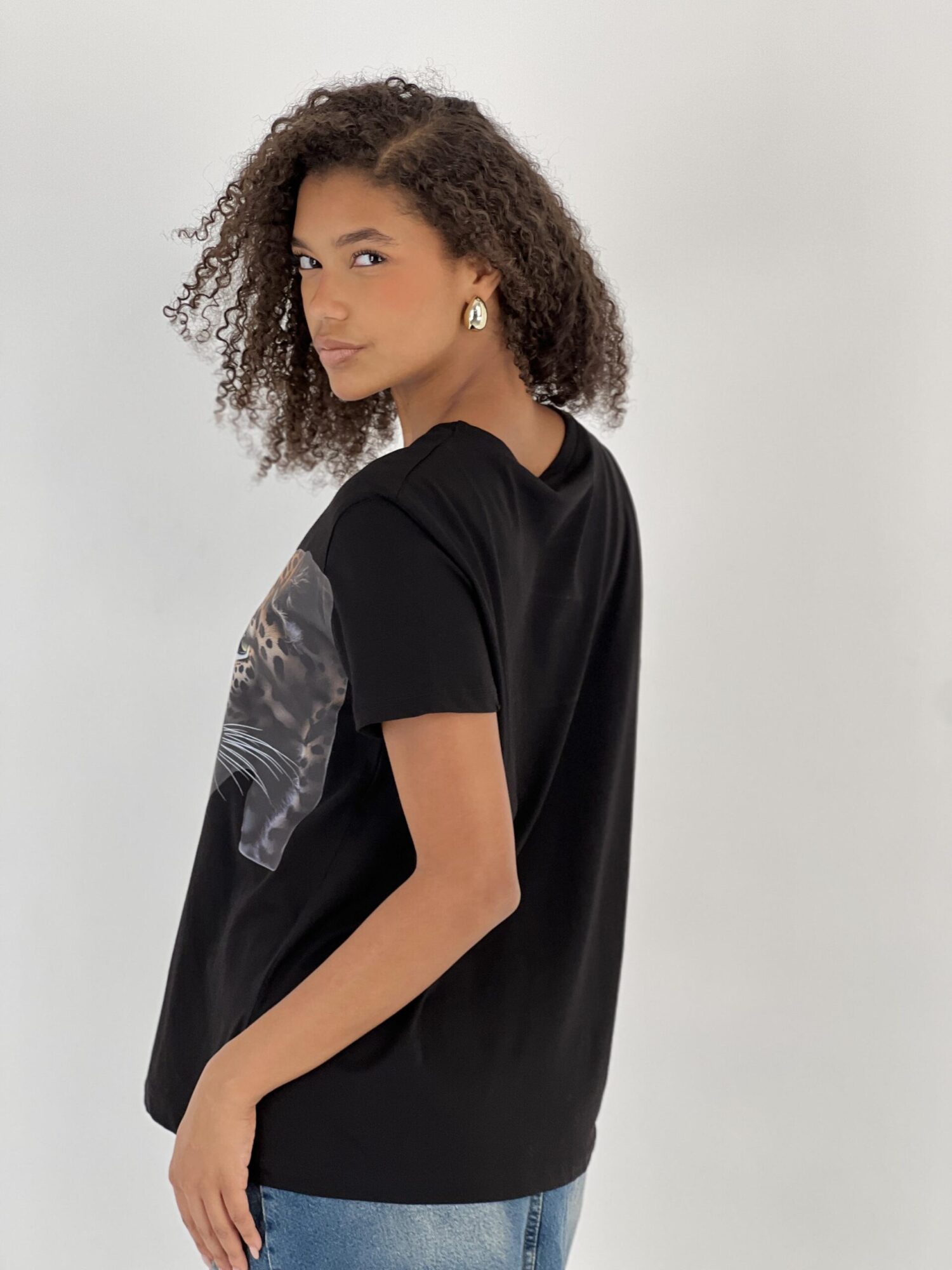 Black Casual Streetwear Tshirt With Animal Print - Brand: MISS POEM - Women & Kids, Baby Clothes Wholesale - Globality Store