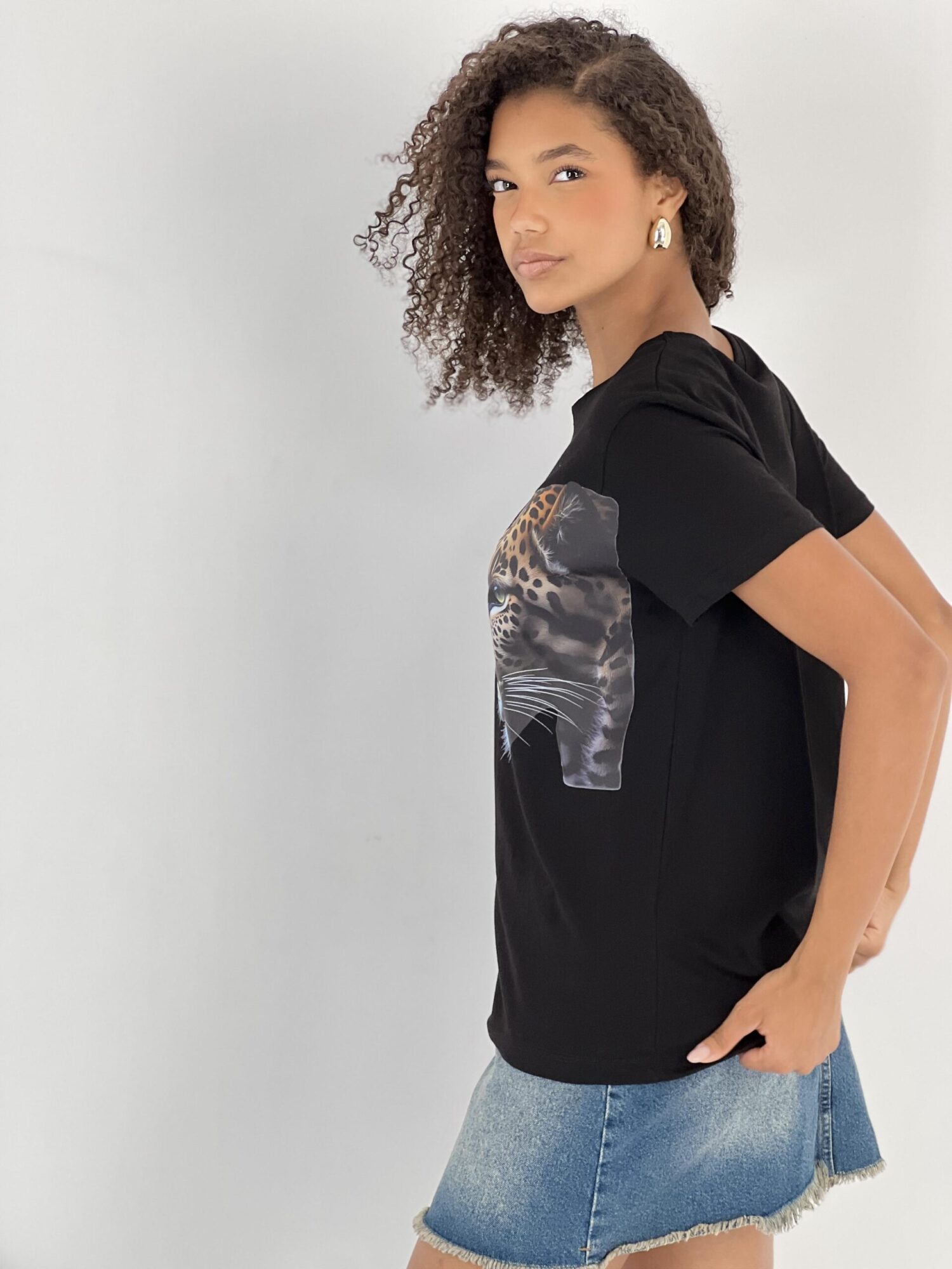 Black Casual Streetwear Tshirt With Animal Print - Brand: MISS POEM - Women & Kids, Baby Clothes Wholesale - Globality Store