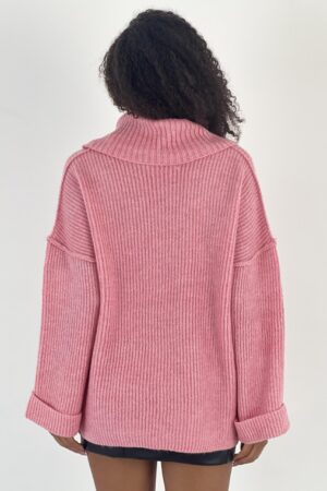 Pink Sweater Oversized Cowl Neck Long Sleeve - Brand: MISS POEM - Women & Kids, Baby Clothes Wholesale - Globality Store