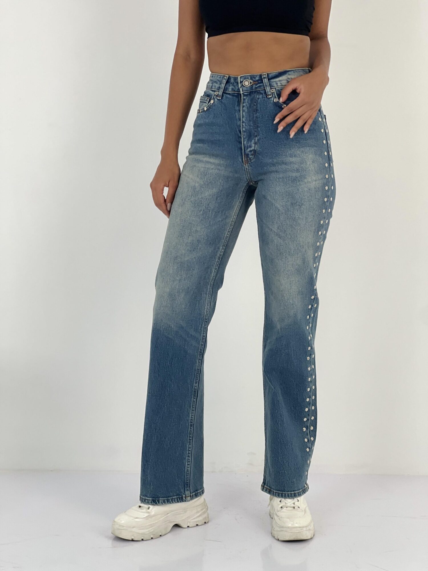 Blue Casual Streetwear Mom Jeans With High Waist - Brand: MISS POEM - Women & Kids, Baby Clothes Wholesale - Globality Store
