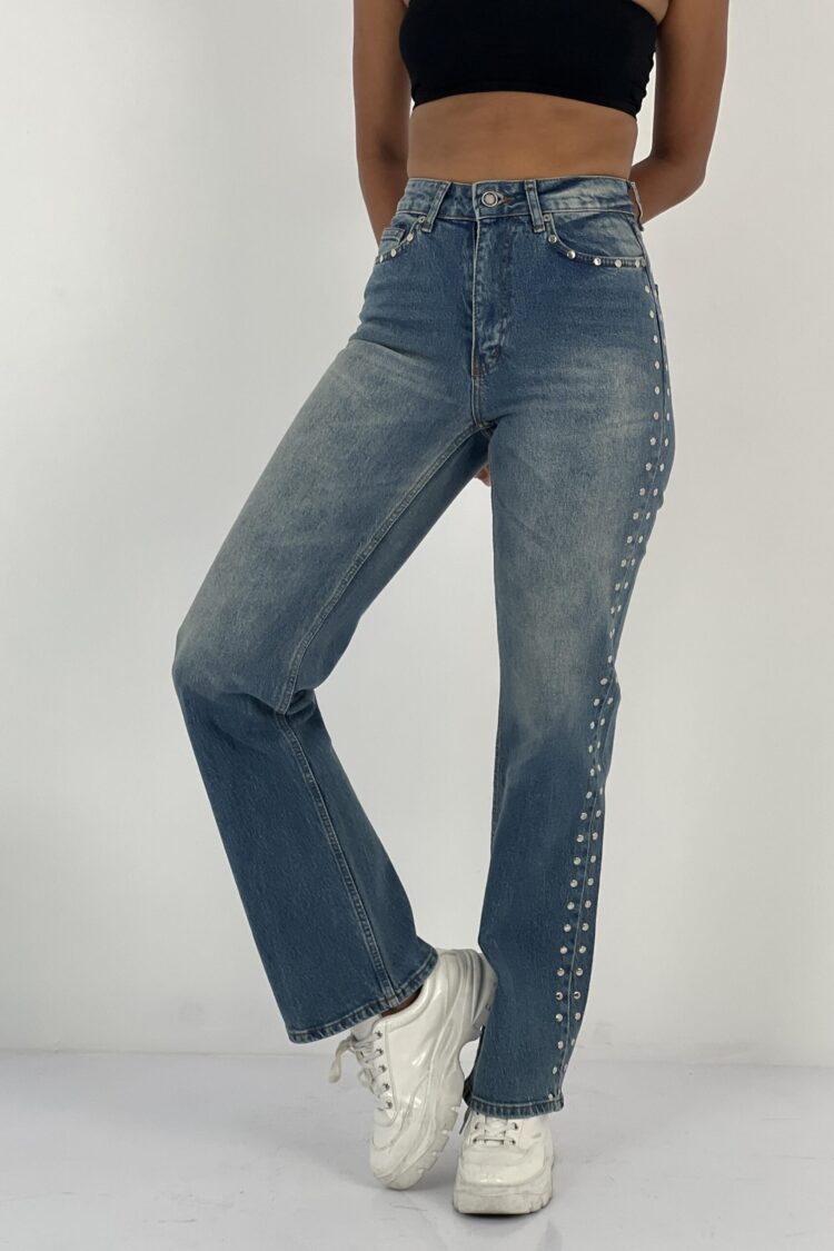 Blue Casual Streetwear Mom Jeans With High Waist