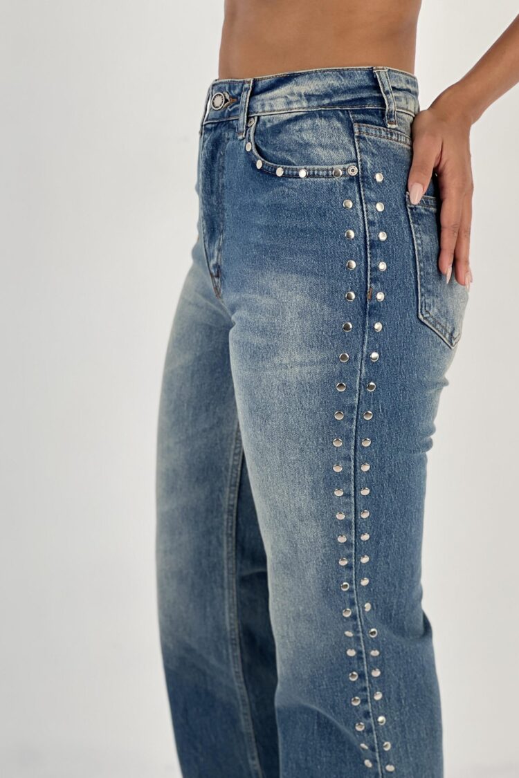 Blue Casual Streetwear Mom Jeans With High Waist