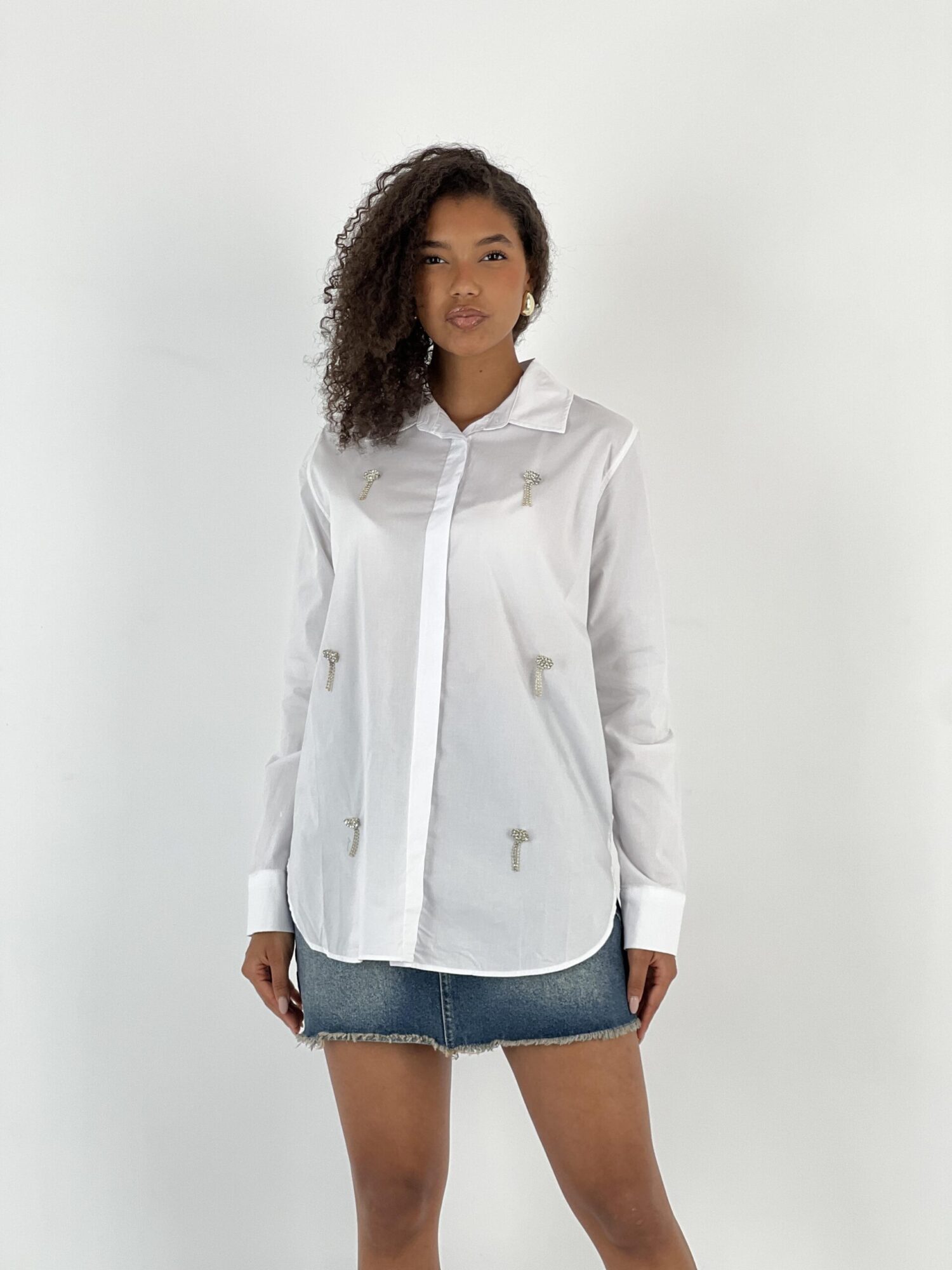 White Casual Elegant Shirt With Notched Neck - Brand: MISS POEM - Women & Kids, Baby Clothes Wholesale - Globality Store