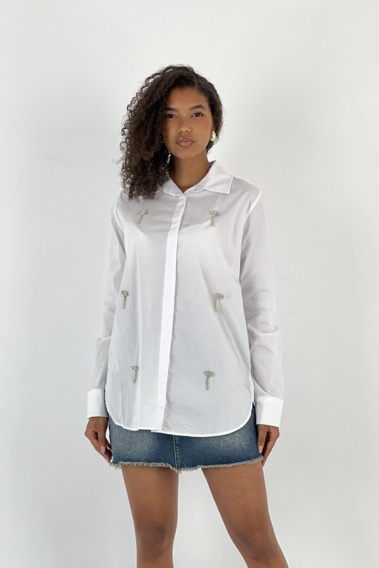 White Casual Elegant Shirt With Notched Neck - Brand: MISS POEM - Women & Kids, Baby Clothes Wholesale - Globality Store