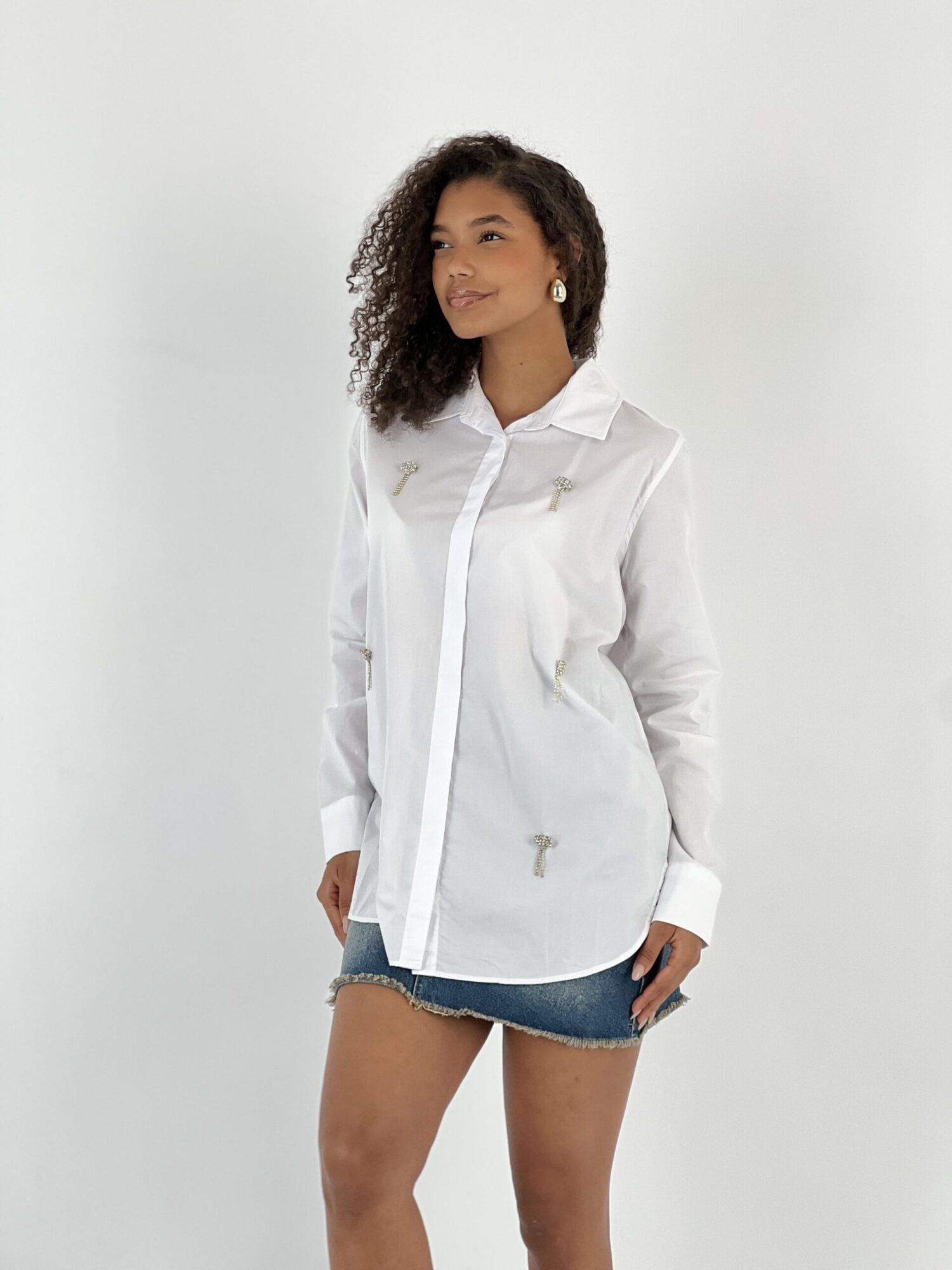White Casual Elegant Shirt With Notched Neck - Brand: MISS POEM - Women & Kids, Baby Clothes Wholesale - Globality Store