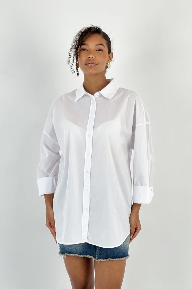 White Casual Oversized Shirt With Animal Print